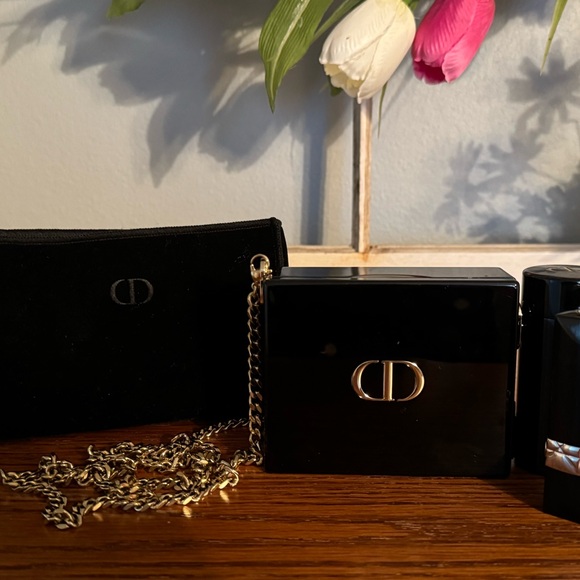 Christian Dior Black Acrylic Crossbody Purse with attached lipstick case - Picture 1 of 8